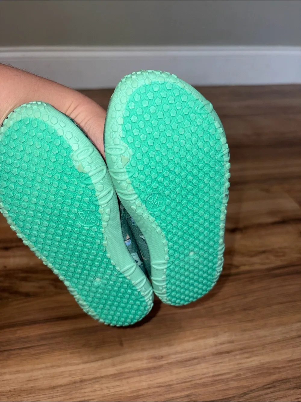 Lily & Dan Green Dinosaur Palm Trees Beach Balls Water Shoes Size 9/10 Toddler